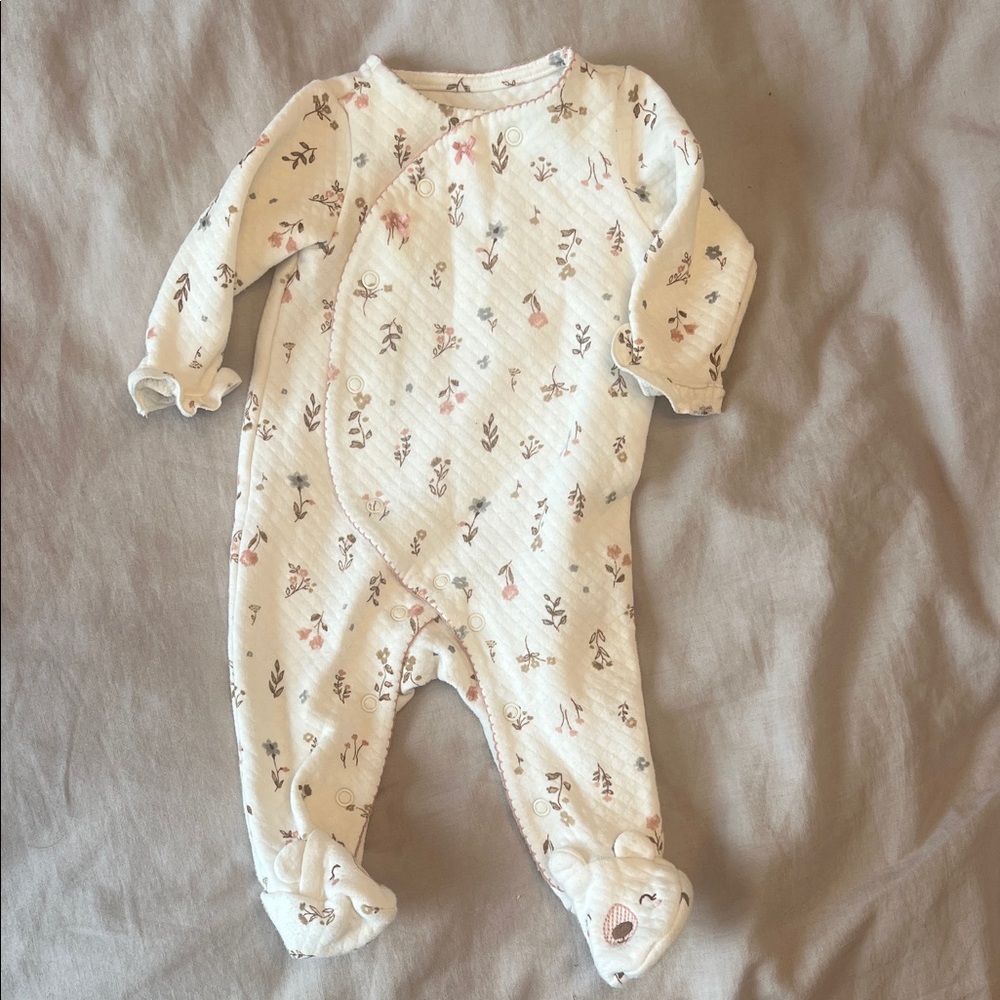 Carter's Cream Floral Footed One Piece